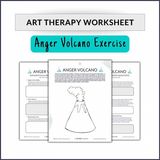 Anger Volcano Art Therapy Worksheet: Kids & Teens Emotion Regulation (PDF Download) - Etsy