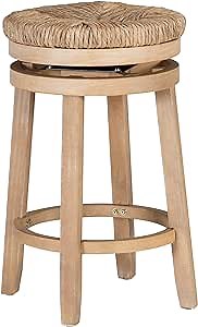 Maya Natural Backless Counter Stool with Woven Seagrass Swivel Seat by Powell