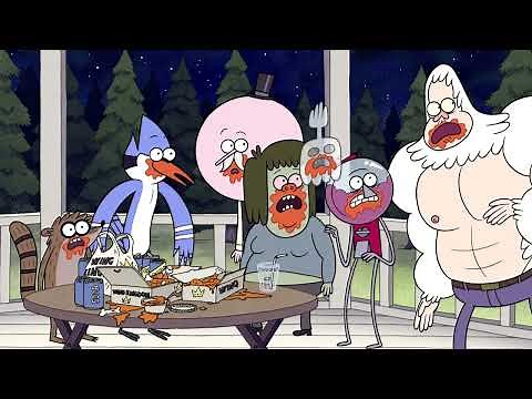 Eating wings at East Pines - Regular Show