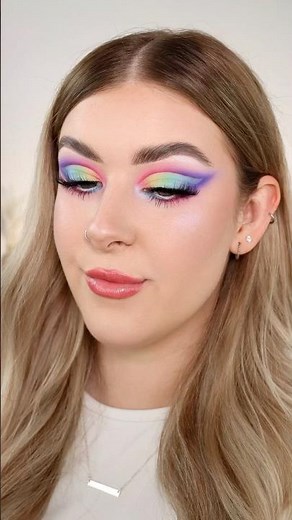Pastel Rainbow Cut Crease Makeup Tutorial 🌈