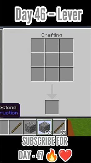 Minecraft Crafting | Day 46 – Lever 🔥🥵 #minecraft #mcpe #shorts