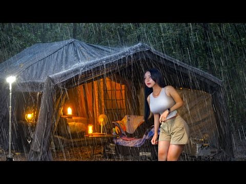 7 Days of Heavy Rain Camping 🌧️ Relaxing Rain Sound ASMR . CAMPING IN THE RAIN