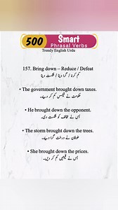 Bring Down meaning in Urdu with examples #viral #reels #englishlearning #learning | Trendy English Urdu