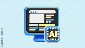 Computer Vision animated 3d icon. Great for business, technology, company, websites, apps, education, marketing and promotion. Artificial Intelligence 3d icon animation.