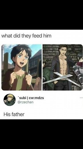 What Did They Feed Him?! 💀 #anime #animememe #aot