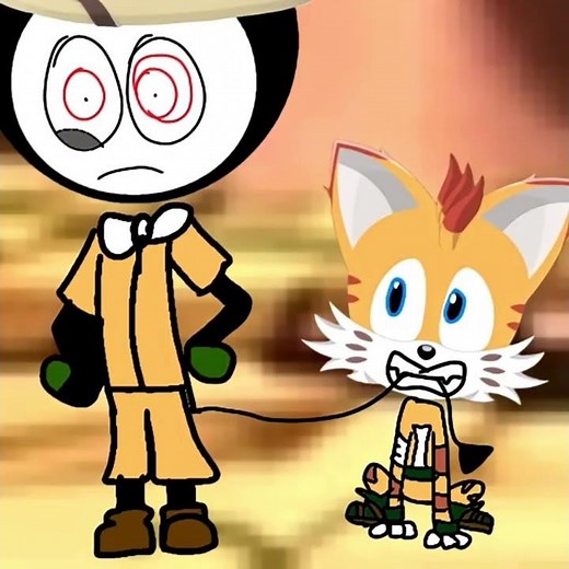 Mangey tails bites his bendy tail in season 2 of Sonic prime