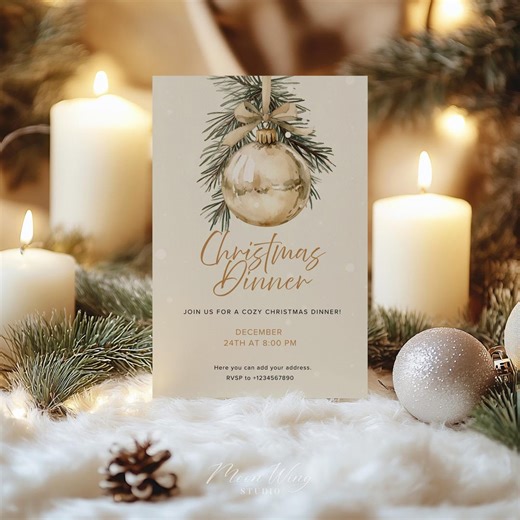 Editable Christmas Dinner Invitation Template – Holiday Party Dinner Invite – Festive Christmas Gathering – Printable – Instant Download - Etsy