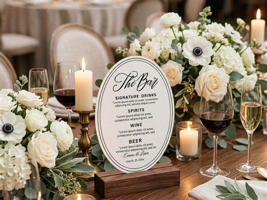 Modern Oval Bar Menu Sign Template, Editable Wedding Signature Drinks & Cocktail Menu, Printable SCARLETT - Etsy