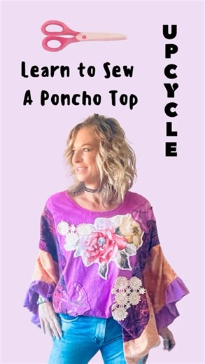 Upcycling Never Looked This Good: Poncho Top #bohostyle #sewingtutorial #upcycledclothing