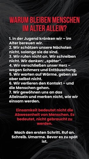 🕰️ Einsamkeit im Alter vermeiden #zitate #motivation #tiefsinnigezitate