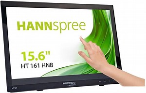 HANNspree HT161HNB 39,6cm (15,6") Multitouch-Monitor WXGA 220cd VGA HDMI Lautsprecher USB VESA Neigbar, Schwarz