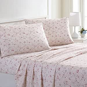 Modern Threads Printed 3-Piece Extra Soft Bedding Sheets & Pillowcase Set, Deep Pocket up to 16 inch Mattress Kashmir Rose Twin