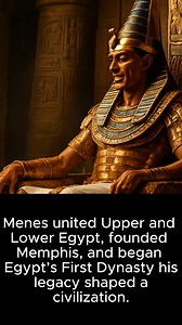 1.4K views · 26 reactions | Menes is remembered as the ruler who turned two rival lands into a unified kingdom and launched Egypt's First Dynasty. Historians link him to Narmer or Aha, but his story is clear he wore the double crown, established Memphis, and ruled for decades. His death, supposedly by a hippopotamus, added a mythical chapter to his legacy as the builder of ancient Egypt’s identity. | History Uncovered | Facebook