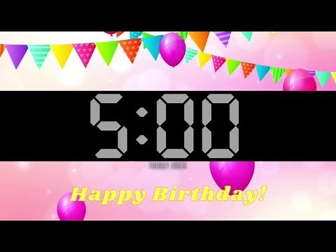5 Minute Happy Birthday Balloons Countdown Timer (with birthday jazz music)