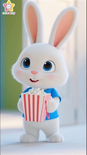 Cute Bunny Goes to Buy Popcorn and Eats It with His Friend🐰