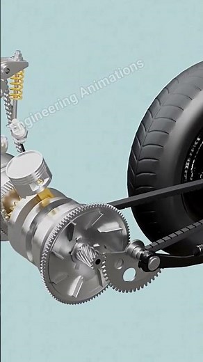 Four stroke scooter working animation