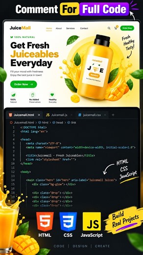 I Built This Juice Website Using HTML, CSS & JavaScript! 🍹🔥 | Full Project