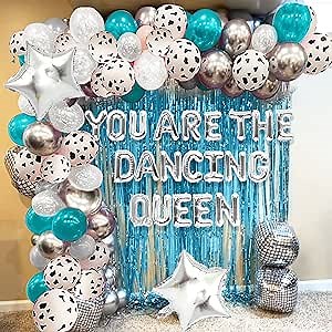 JeVenis Blue You are the Dancing Queen Decoration Dancing Queen Bachelorette Party Decorations Mamma Mia Disco Party Decors 70s Disco Decoration
