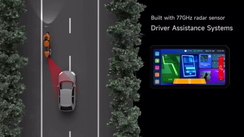 AlienRider M12S-200 Motorcycle 77G Millimeter-Wave Radar Blind Spot Warning,Dash cam Front and Rear,Wireless CarPlay/Android Auto,Wired Remote, Night Vision,TPMS,G-Sensor,1080P(Host+Tpms+ Cameras)