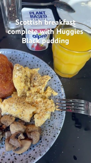 Typical Scottish breakfast complete with Huggies Black pudding