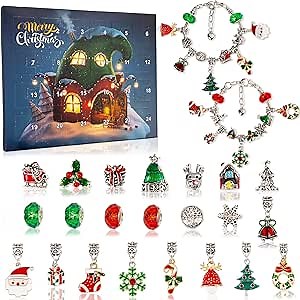 Amazon.com: Christmas Advent Calendar Bracelets 2025 for Girls 24 Days Xmas Countdown Calendar DIY Jewelry Making Kit Gift 22 Charm Beads 2 Bracelets for Kids Teens Women : Home & Kitchen