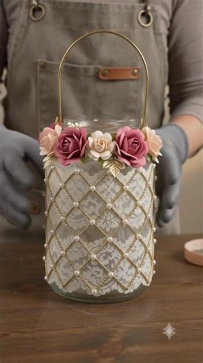 She Turned an Empty Glass Jar Into a Luxury Glowing Wall Lantern! 😲 #diycrafts #craft