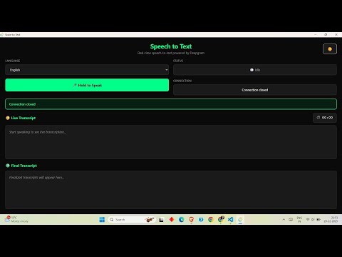 Real-Time Speech-to-Text Desktop App | Tauri + React + Deepgram (Project Walkthrough) | HhskSonu
