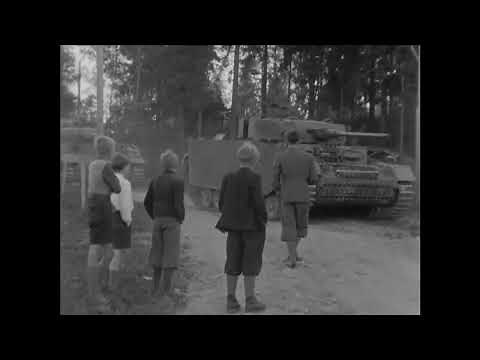 The surrender of German panzers to British and Norwegian troops in Norway, June 1945