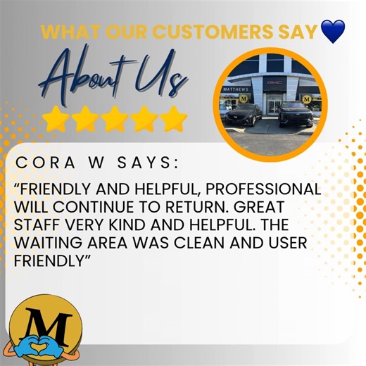 We love hearing from our amazing customers! 💙 Thank you Cora! #googlereview #customerreviews #employeerecognition #fivestarreview #tellmesomethinggood #GMC | Matthews Chevrolet GMC