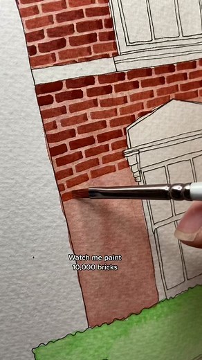 Watercolor Brick House Painting: Christmas Edition