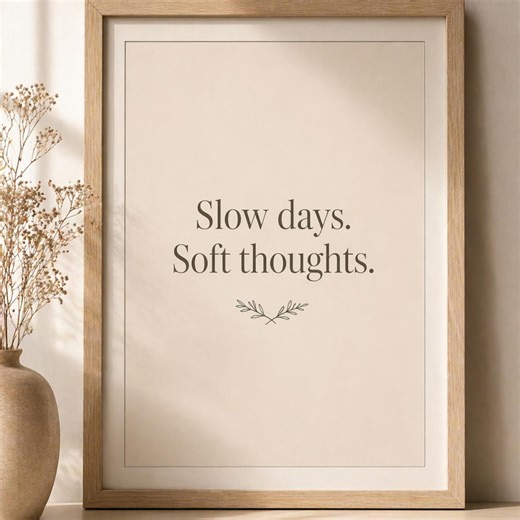 Minimalist Quote Wall Art Slow Days Soft Thoughts Printable Poster Neutral Home Decor Calm Typography Print Digital Download - Etsy