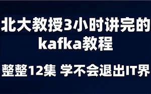 北大教授3小时讲完的【kafka教程】整整12集，免费分享给大家，学不会退出IT界！