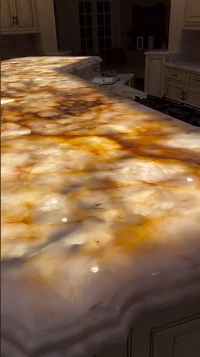 Custom Luxury Backlit Cristallo Quartzite Kitchen Island | PSD