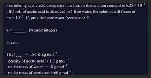 Considering acetic acid dissociates in water, its dissociation ... | Filo