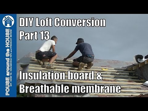 Loft Conversion Part 13 - Insulate between rafters, breathable membrane & battens.