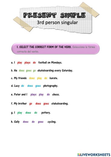 Present Simple and Free Time Activities worksheet