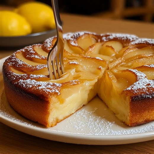 Gâteau Pommes Français Ingredients 125 g de beurre doux en morceaux, plus 15 g pour graisser le moule 125 g de farine tout usage 1 cuillère à café rase de poudre à lever ¼ de cuillère à café de sel de table 150 g de sucre en poudre 2 gros œufs 2 cuillères à soupe de rhum brun (facultatif) 1 cuillère à café d’extrait de vanille 3 pommes moyennes (type Golden ou Gala) Sucre glace pour saupoudrer (optionnel) Instructions Préchauffez le four à 180°C (350°F) et beurrez un moule rond de 22 cm avec les