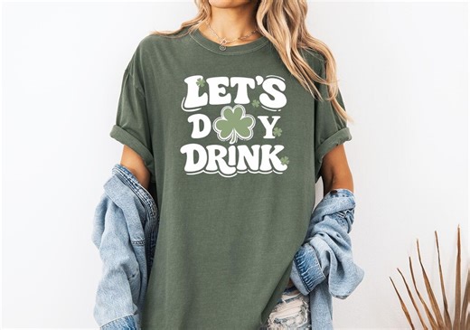 Comfort Colors St Patrick's Shirt, Let's Day Drink Shirt, Trendy St Patty's Day T-shirt, Retro Clover Leaf Shirt - Etsy