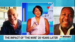 The Wire premiered 20 years ago this week. 🤯 Loved having @wendellpcg and David Simon join me to discuss. The Cross Connection with Tiffany Cross airs every Saturday at 10A EST on MSNBC. We do it for the culture every week. Thanks for tuning in. RIP @bkbmg 💙 | Tiffany D. Cross