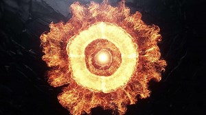 Sunburst Energy Explosion with Glowing Particles in Dark Background