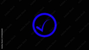 checkmark inside a circle animated. Creating an Animated Neon Checkmark with CSS and SVG glowing neon line check mark icon animation Stock Video