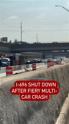 JUST IN 🚨: All Westbound I-696 is closed at Coolidge in Oakland County following a multi-vehicle fiery crash. Video: Metro Detroit News | Michigan News Source