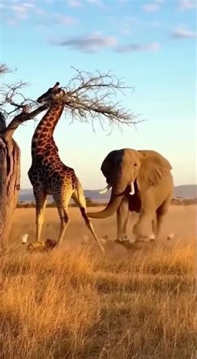 They Surrounded the Giraffe… Then the Elephant Charged #animals #wildliferescue #wildlife