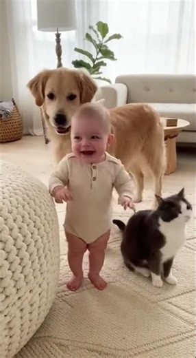 Baby Starts Dancing—Cat & Dog Copy Him! 😂🐾
