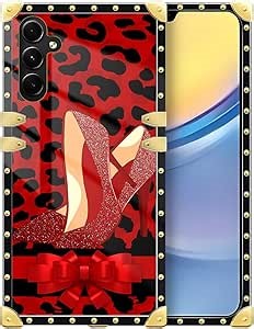 Compatible with Samsung Galaxy A15 Case, Elegant High Heels Luxury Golden Decoration for Girl Women Soft TPU Shockproof Protective Hard PC Back for Samsung Galaxy A15