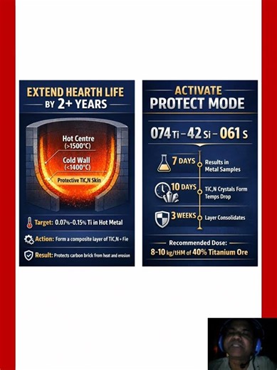 TIO2 for blast furnace hearth protection