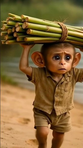 poor baby monkey rio airport 😭 hardworking story❤️