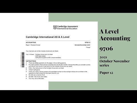 A Level Accounting October November 2021 Paper 12 9706/12