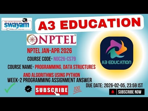 NPTEL Programming, Data Structures And Algorithms Using Python Week 2 Programming Assignment Answers