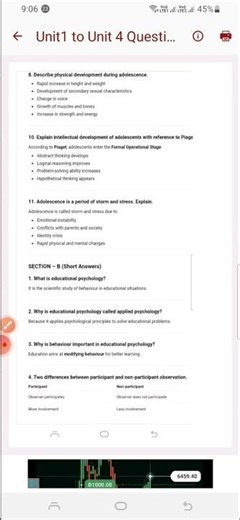 B. ED/ Educational Psychology Core2//unit 1 and unit 2 question answer//+3 arts Education 1st